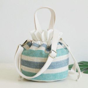 Beachy Blue Striped Bucket Handbag/Purse